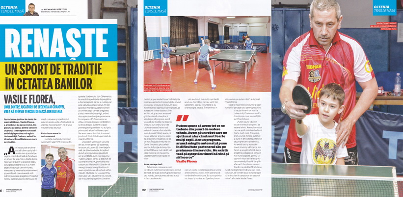 Vasile Florea: „Proiectul nostru este renaşterea tenisului de masă“ Articol de  Vartosu Alexandru