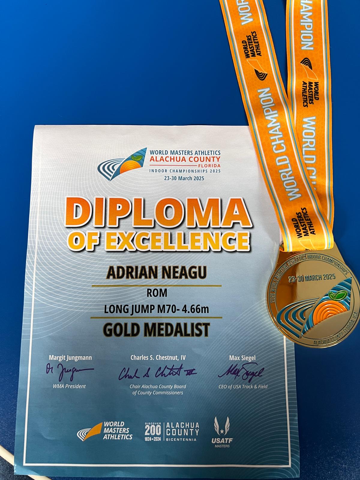 Adrian Neagu (M70) a câștigat medalia de aur în proba de săritura în lungime – 4,66 metri (RB) Adrian Neagu (M70) a câștigat medalia de aur în proba de săritura în lungime – 4,66 metri (RB)